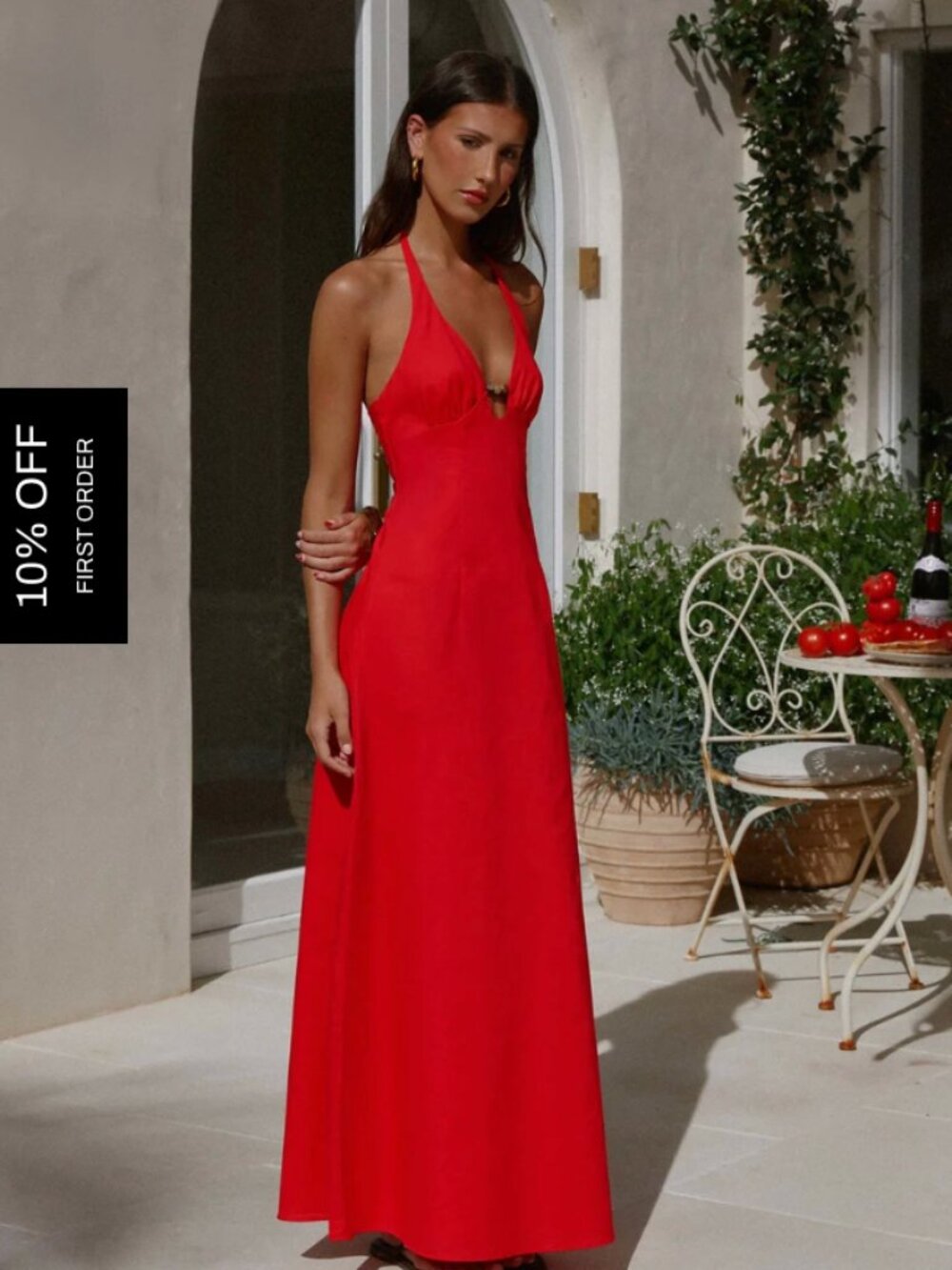 Peppermayo Zana Open Back Maxi Dress in Red
